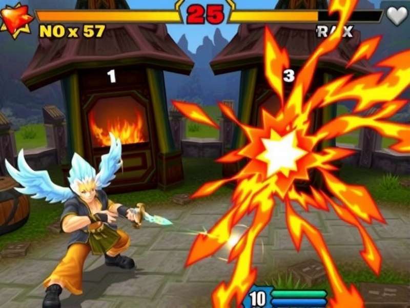 Spicy Blaze Warriors combat screenshot showing elemental attacks